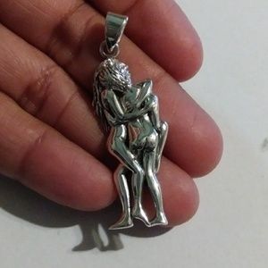 .925 Sterling Silver Couple Oxide Pendant